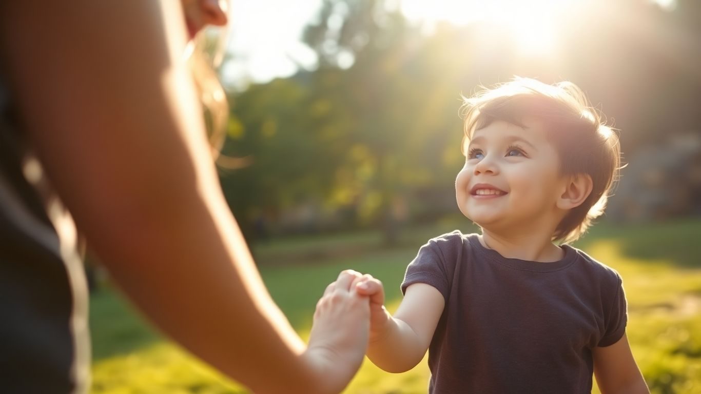 Părinte și copil zâmbind, încredere în sine.